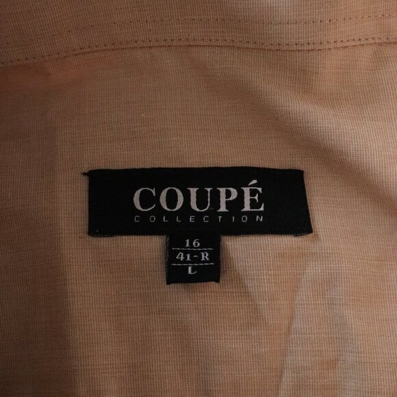 Coupe Men's Large Tan Collared Button Down Pocket Casual Long Sleeve Dress Shirt - Picture 12 of 13